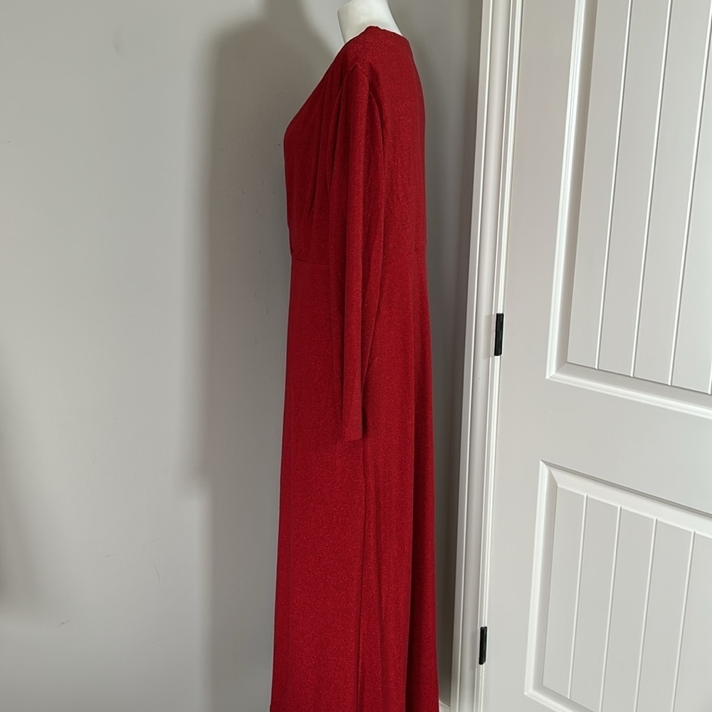 Tuckernuck Hyacinth House Angelina Gown Red Shimmer V Neck Dress Sz XXL NEW - Picture 8 of 14